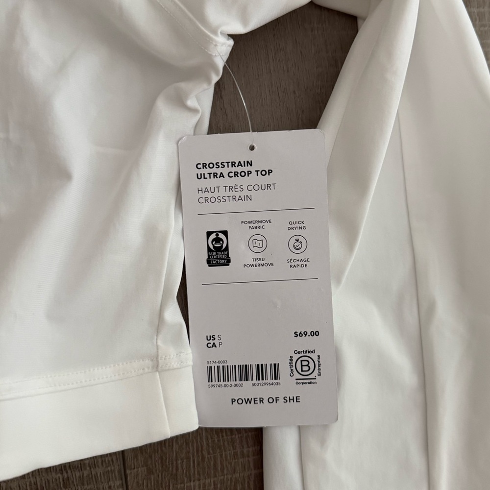 Athleta White Long Sleeve Crop Top - Picture 9 of 11